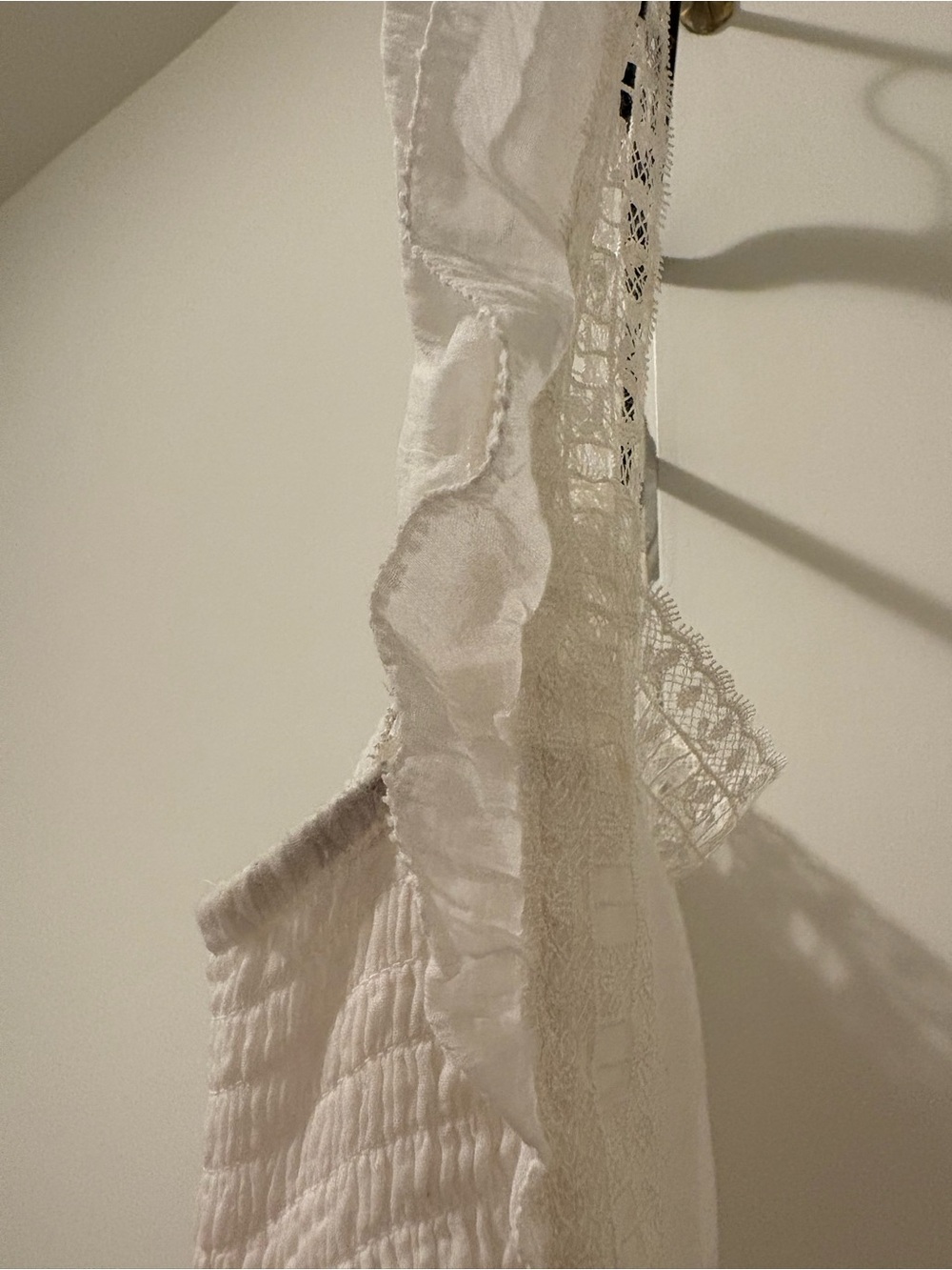 Free people Verona White Lace Trim Square-Neck Mini Dress - Picture 12 of 12